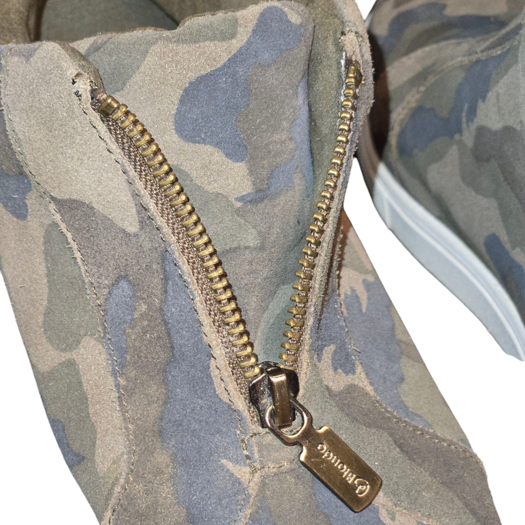 Blondo Glenda Waterproof Green Camo Suede Zip Up Wedge Hi-Top Sneakers Size 10 — image 8 of 8